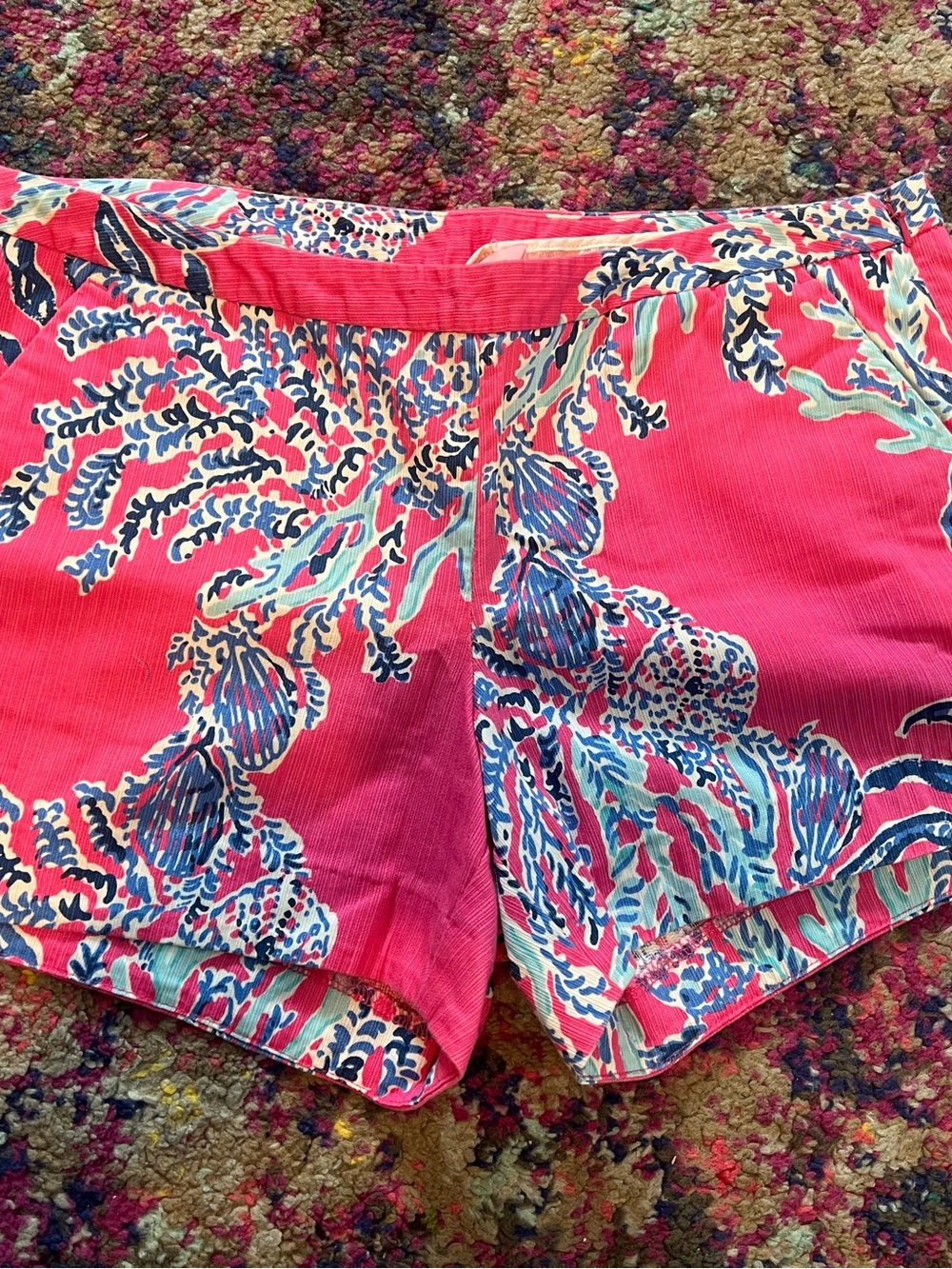 Lilly Pulitzer Coral pink blue Women’s Casual Shorts size zip 4
